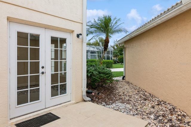 property entrance with french doors