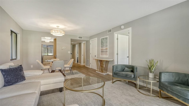 living room with hardwood / wood-style floors