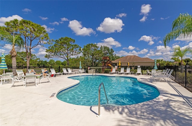 view of pool with a patio area