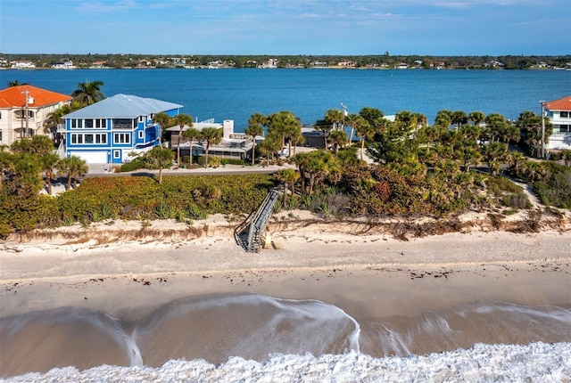 property view of water featuring a view of the beach