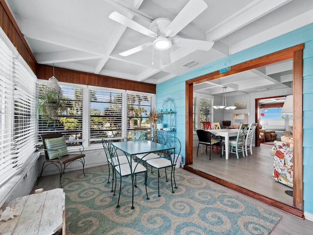 1620 Casey Key Rd, Nokomis, FL 34275 - sunroom / solarium featuring coffered ceiling and beamed ceiling