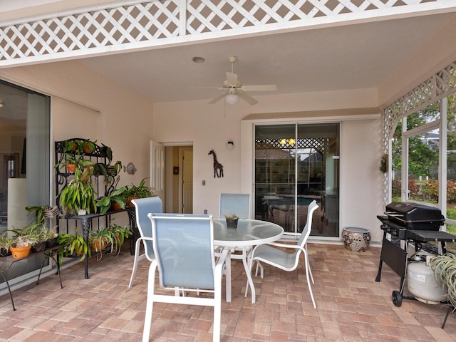 view of patio with ceiling fan