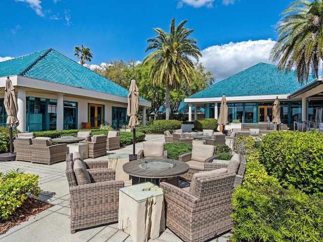 view of patio / terrace with outdoor lounge area and french doors