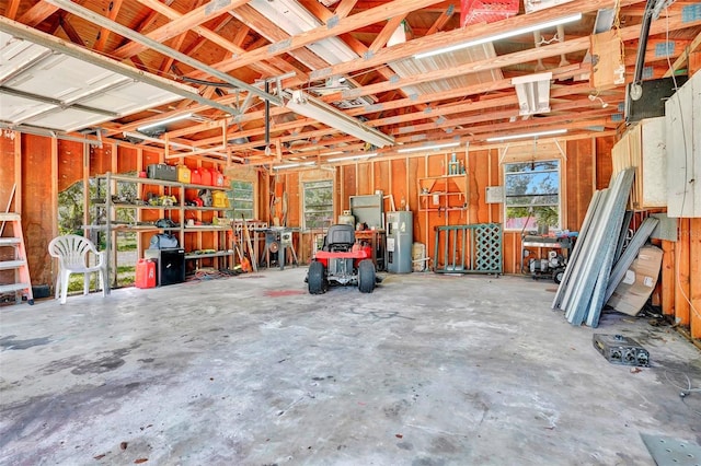 garage with water heater