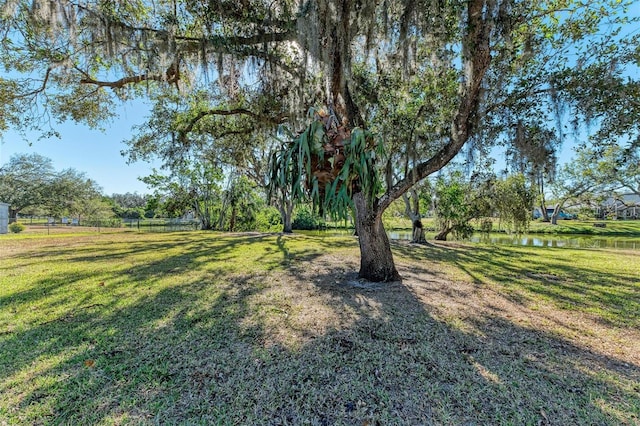 view of yard featuring a water view