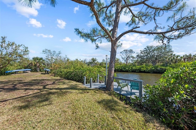 view of yard featuring a water view