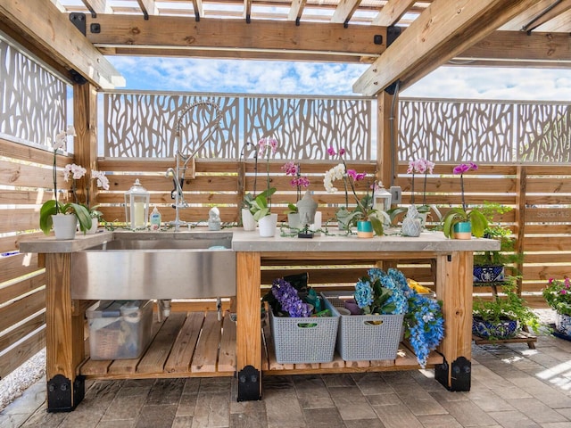 view of patio with sink