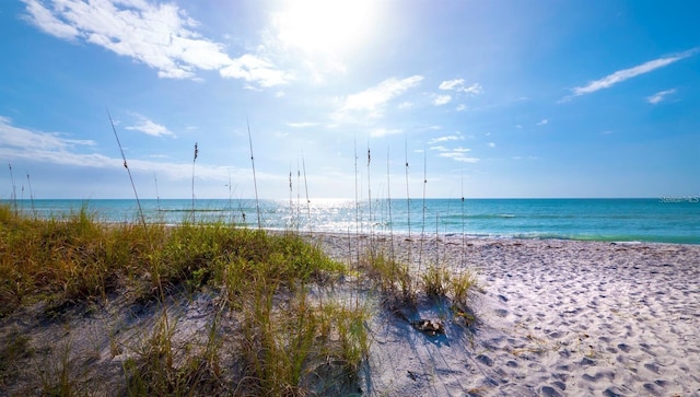 property view of water with a beach view