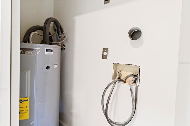 utility room with water heater