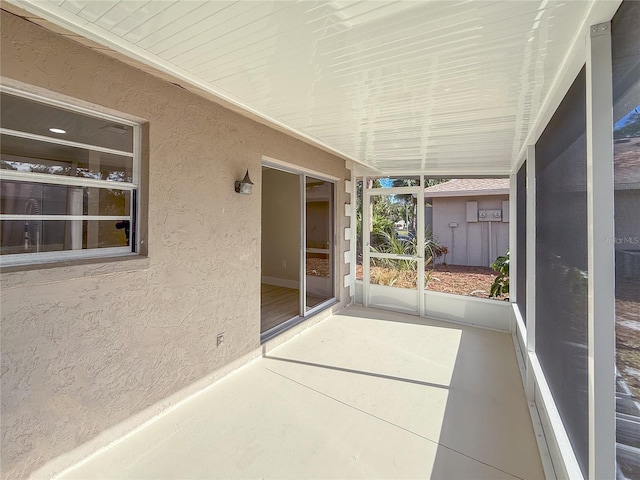 view of unfurnished sunroom