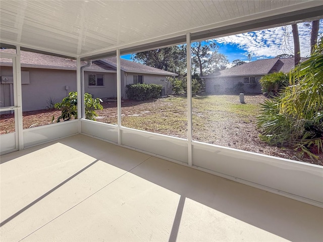 view of unfurnished sunroom