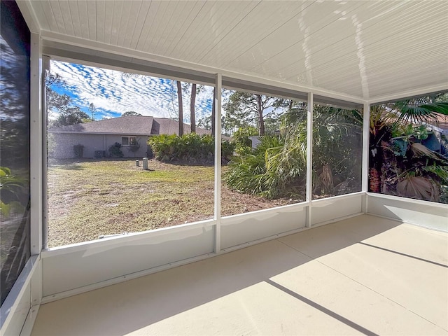 view of unfurnished sunroom