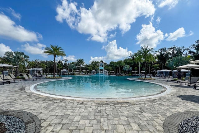 view of pool featuring a patio area