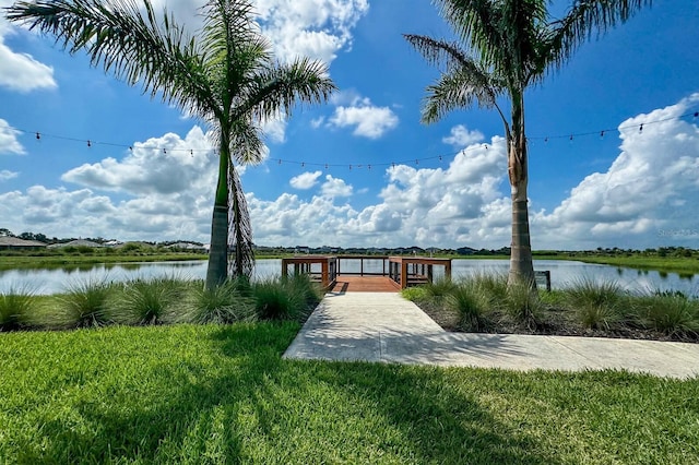 view of dock featuring a water view