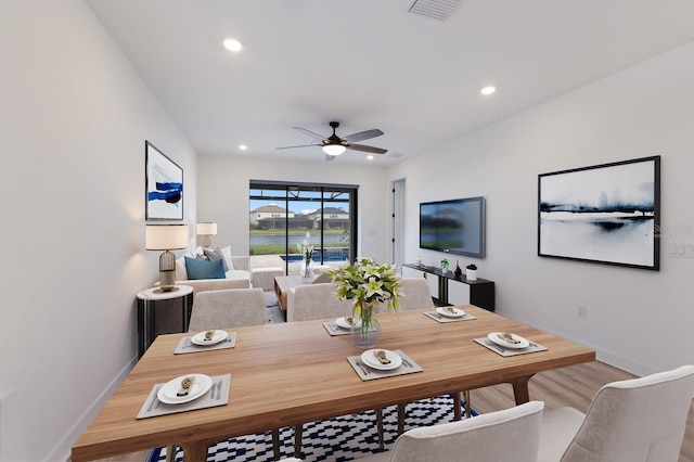 office area featuring ceiling fan and wood-type flooring