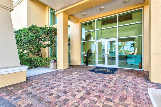 doorway to property with french doors