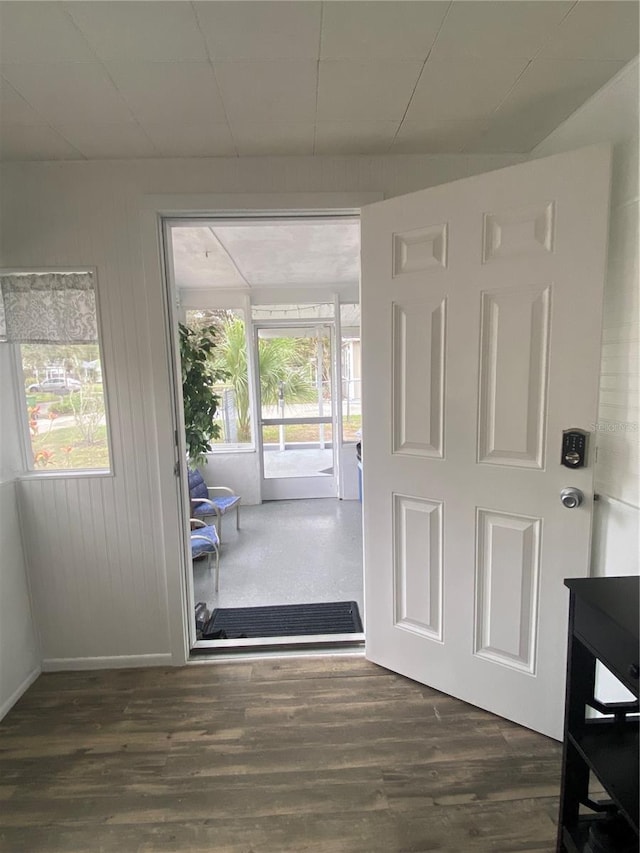 entryway featuring dark wood-type flooring