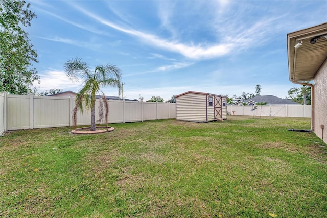 view of yard with a storage unit