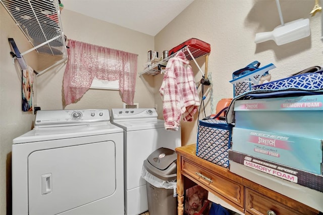 laundry area with independent washer and dryer