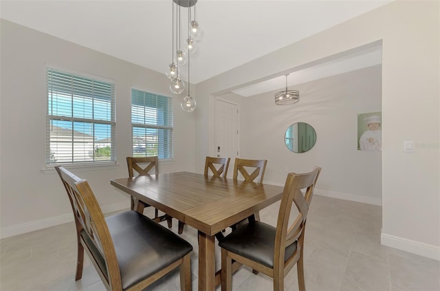 dining room with light tile patterned floors