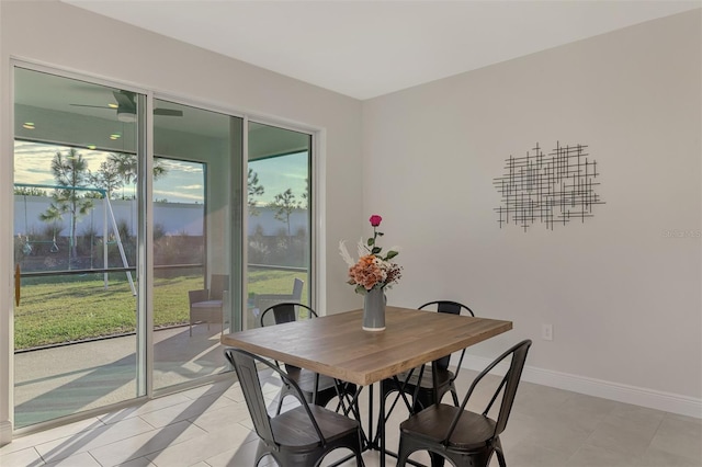 view of tiled dining room