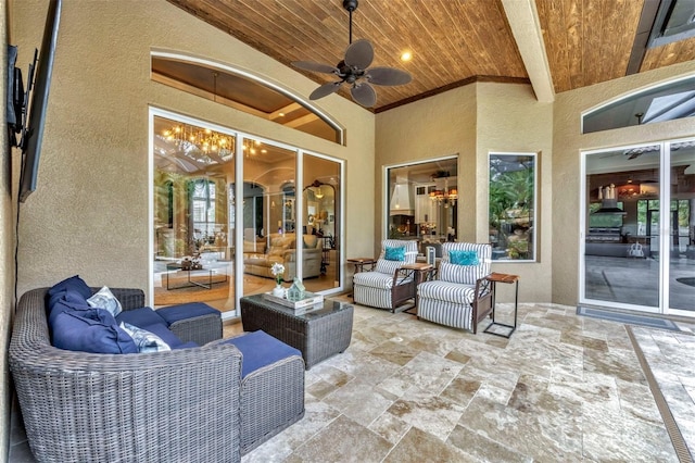 view of patio / terrace featuring an outdoor living space and ceiling fan