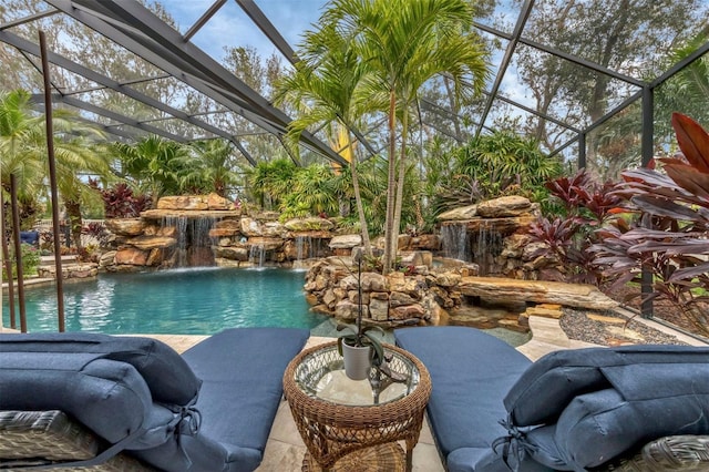 outdoor pool with a lanai