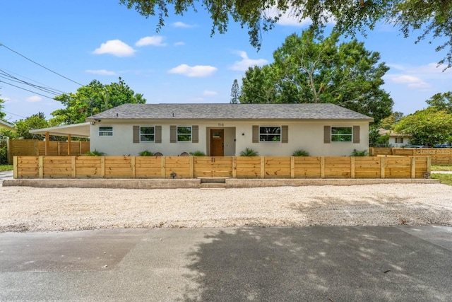 view of single story home