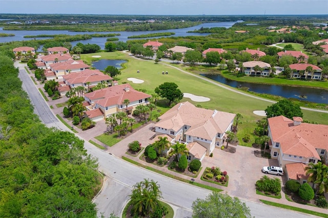 bird's eye view featuring a water view