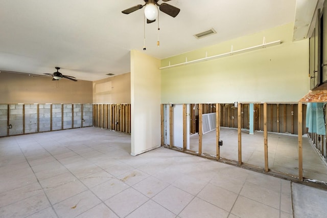 unfurnished room with ceiling fan