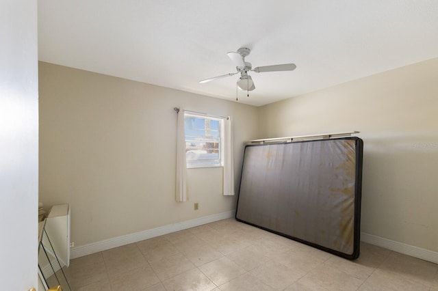 unfurnished bedroom featuring ceiling fan