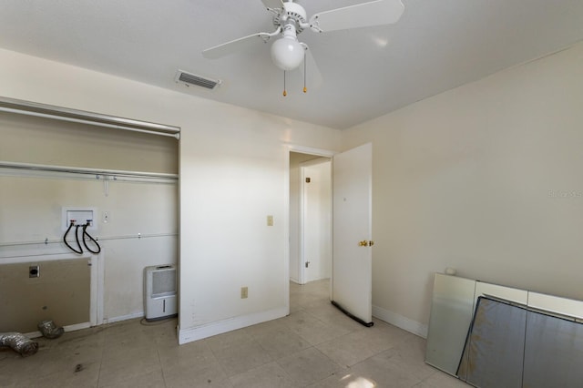 laundry area with electric dryer hookup, ceiling fan, and hookup for a washing machine