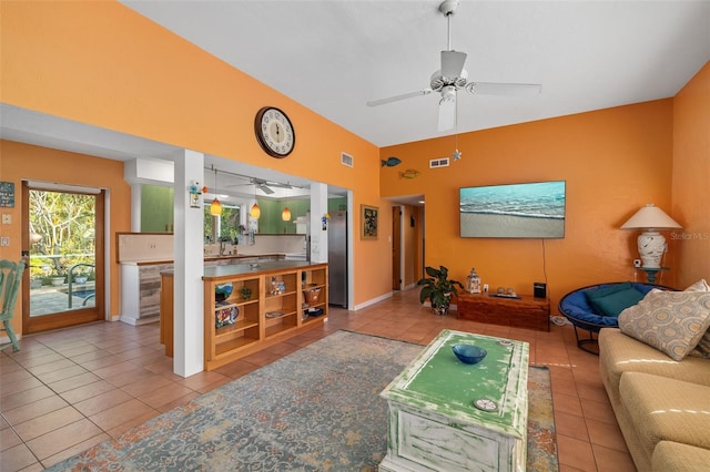 view of tiled living room