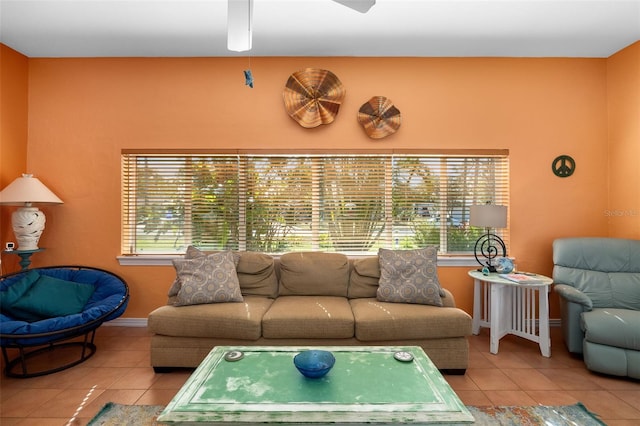 view of tiled living room