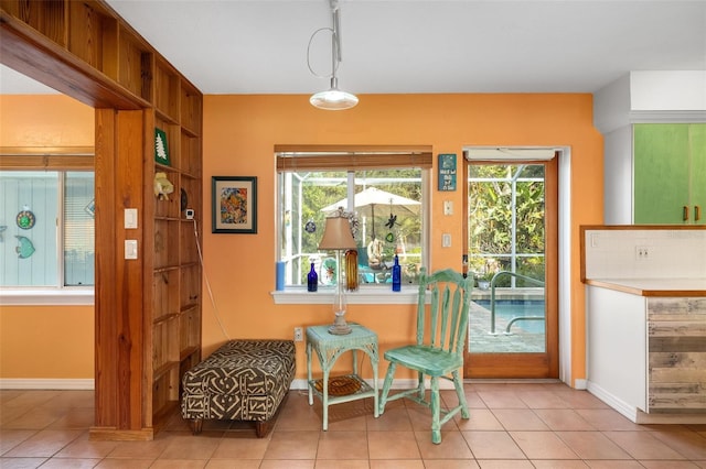 interior space featuring light tile patterned flooring