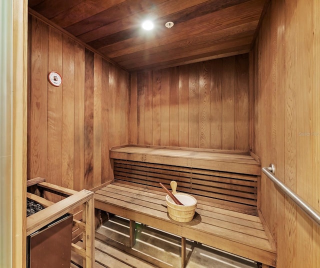 view of sauna