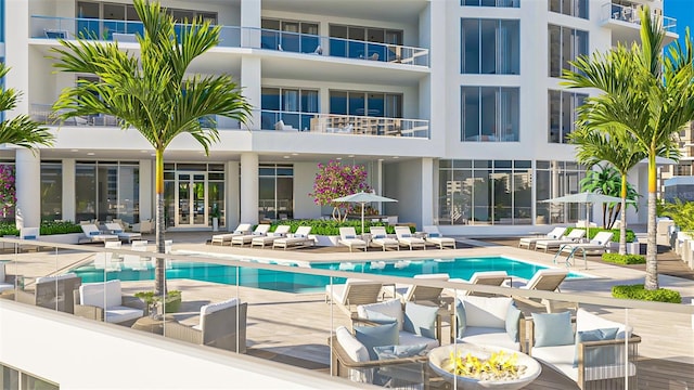 view of pool with a patio area