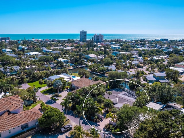 bird's eye view featuring a water view