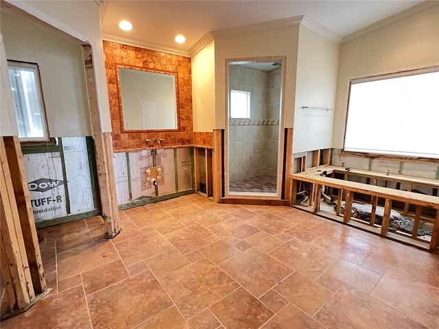 bathroom with crown molding