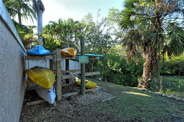 view of yard with a water view