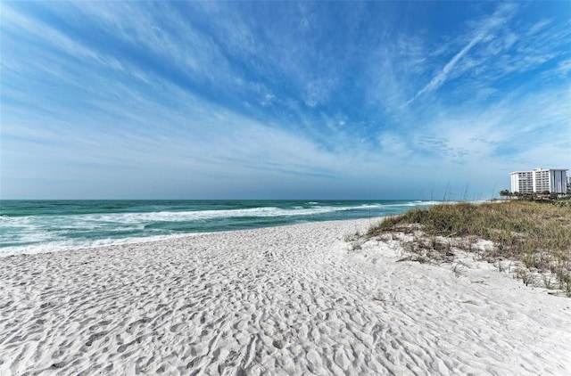 property view of water featuring a view of the beach