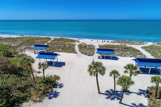 property view of water featuring a view of the beach