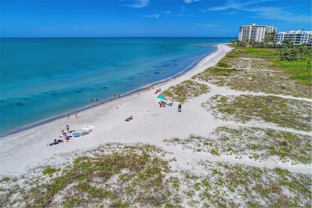 property view of water with a beach view