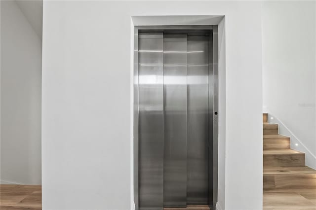 interior space with elevator