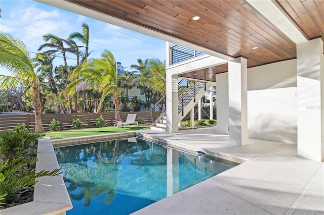 view of swimming pool featuring a patio