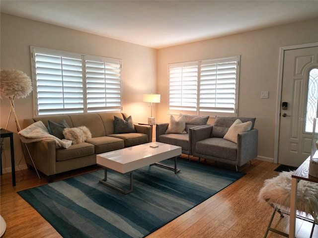 living room featuring dark hardwood / wood-style floors