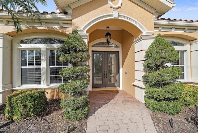 property entrance with french doors