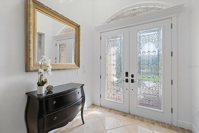 foyer featuring french doors