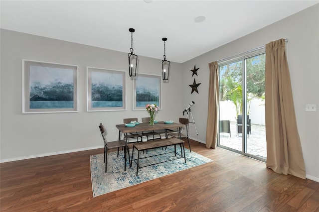 dining area with wood-type flooring