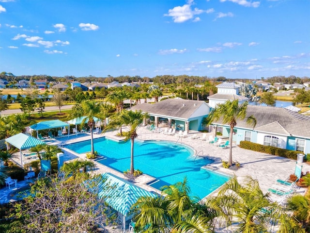 view of swimming pool with a patio area